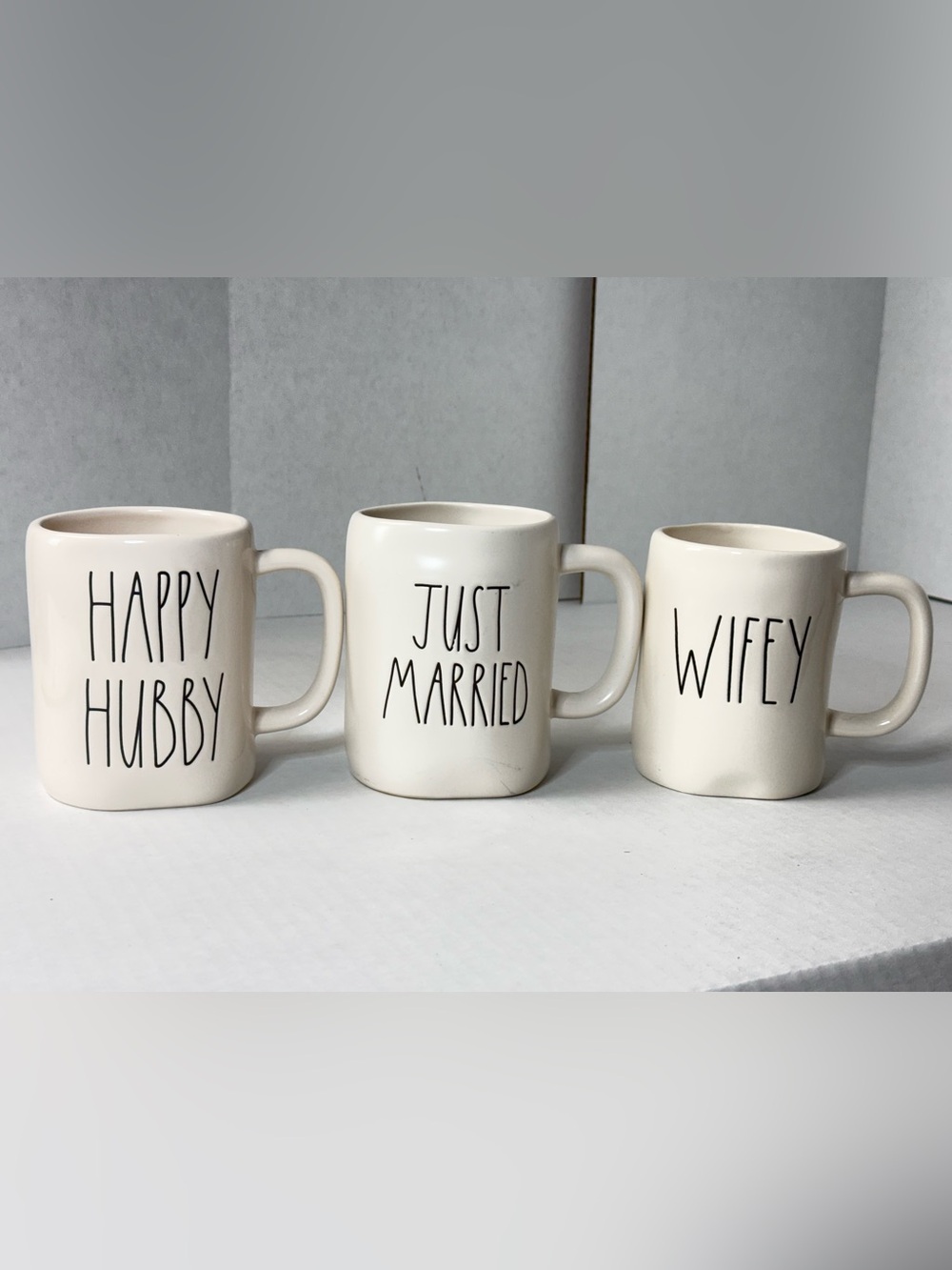 Rae Dunn Wedding Mug Set Just Married, Happy Hubby, & Wifey Mugs